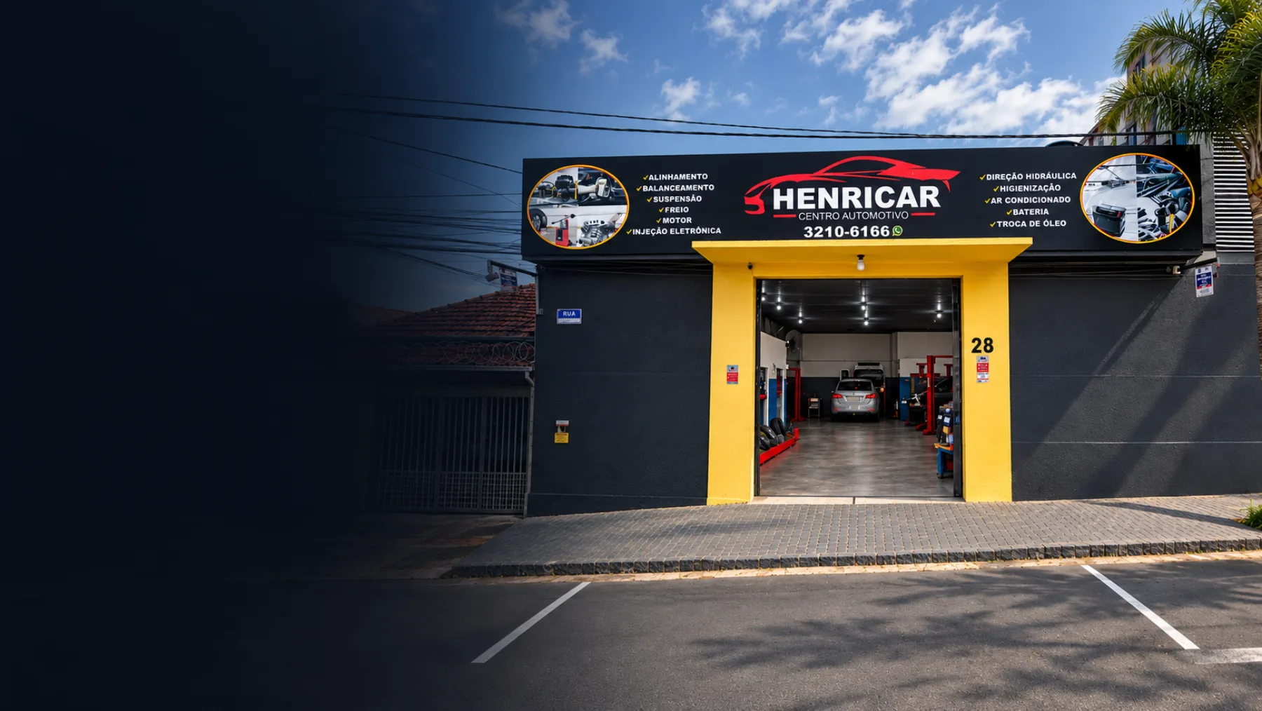 Fachada da HenriCar Centro Automotivo, oficina mecânica em Uberlândia